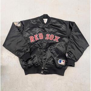 Vintage 80s MLB Red Sox Felco Made in USA Black Satin Jacket